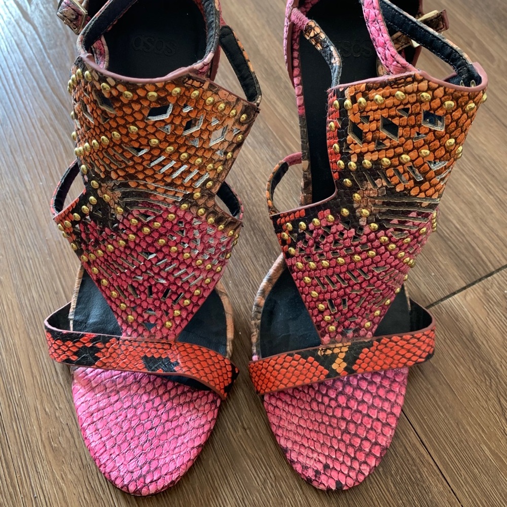 ASOS snakeskin studded heels